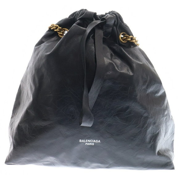 Balenciaga CRUSH Chain Leather Shoulder Bag Tote Black - Picture 1 of 5